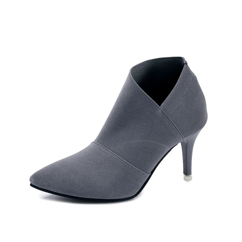 Spring and Autumn New Solid Tone Pointed Sleeve Wearing Thin Heel Versatile Single Boot Women Comfortable Women's Shoes2024
