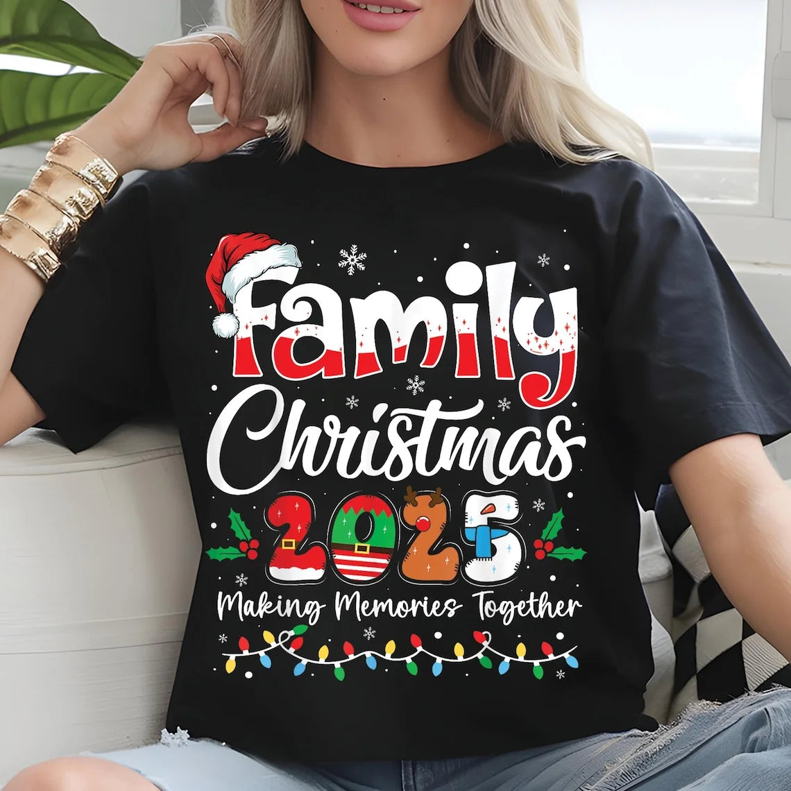 Family Christmas 2025 Print T Shirts Streetwear Versatile Short Sleeve Graphic Men Women Stylish Harajuku Unisex Tops