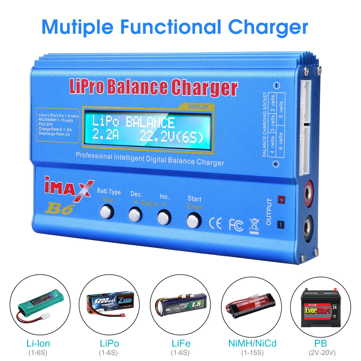 HTRC iMAX B6 80W Battery Charger Lipo NiMh Li-ion Ni-Cd Digital RC Lipo Charger + 15V 6A Adapter Balance Charger Discharger
