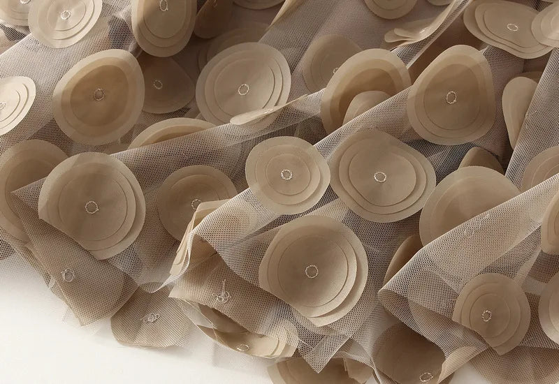 Autumn Winter 3D Circular Applique Mesh Long Skirts 2024 Korean Fashion Hepburn Style High Waist A-LINE Skirt