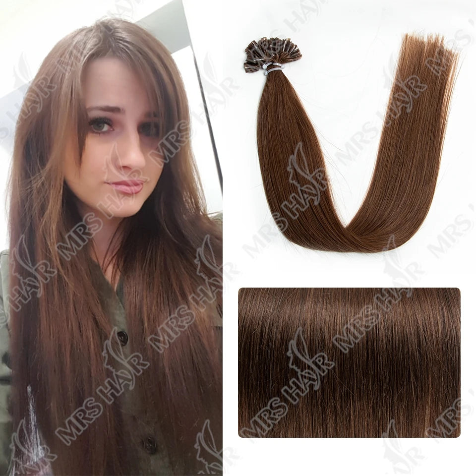 U Tip Fusion Hair Extensions Blonde Natural Real Human Hair Extensions 1.5cm Keratin Hair Capsules 50pcs 30g 40g 50g 12-24inch