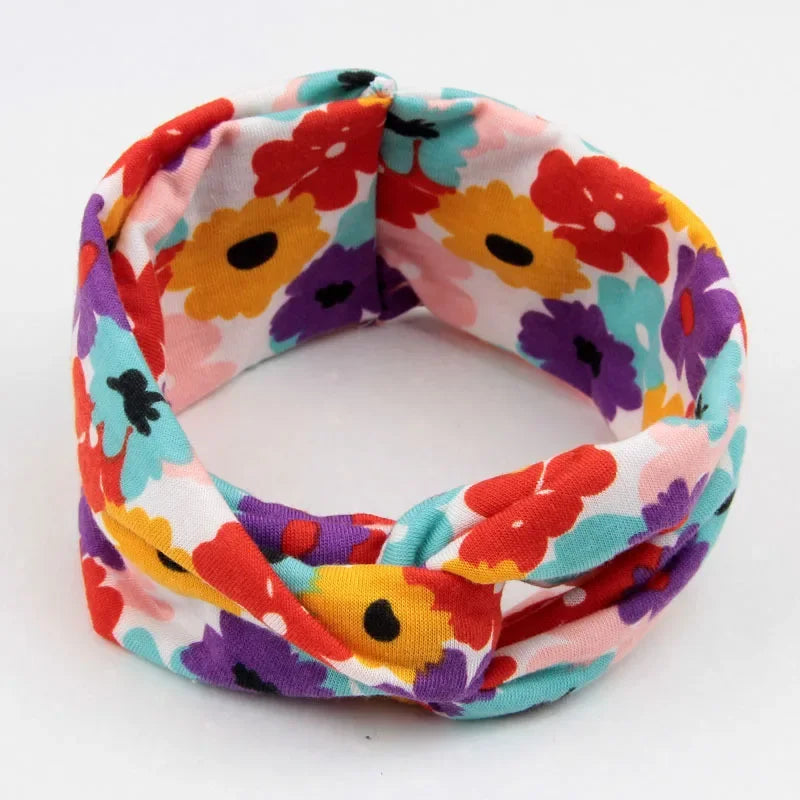 Fashion Baby Top Knot Headbands Kids Headwrap Cotton Flower Cross Elastic Girls Turban Tie Headwear Hair Band Accessories Gifts