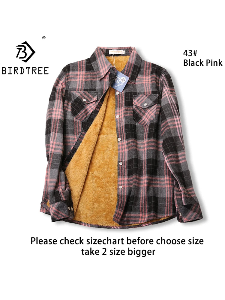 Velvet Thick Warm Women's Plaid Shirt Female Long Sleeve Tops M-5XL Winter Fleece Casual Check Blouse Autumn Clothes T77710A