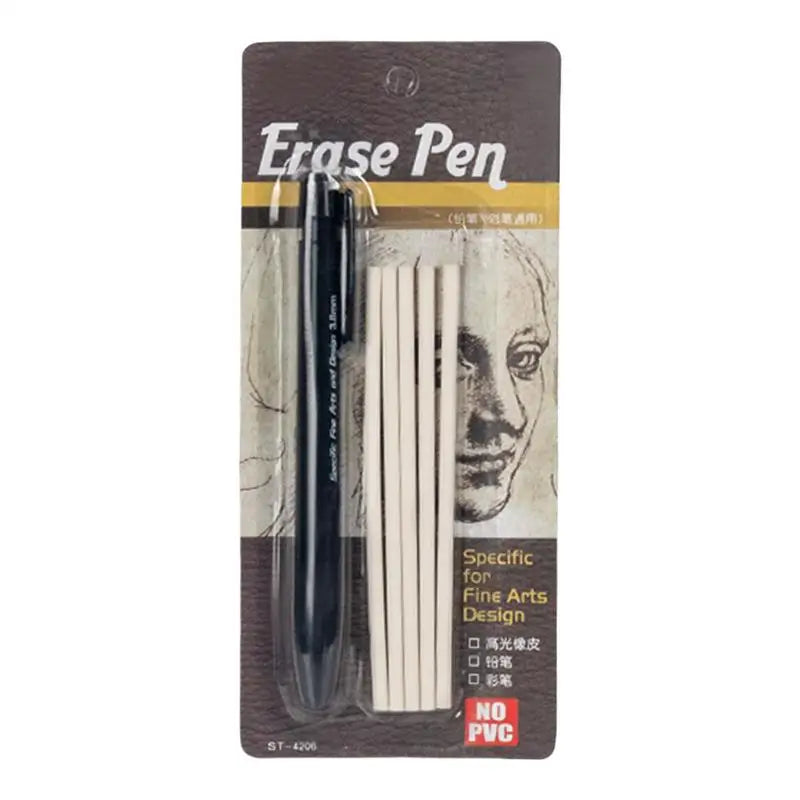 Eraser Mechanical Rubber Refillable Pen Press Type Sketching Drawing Correction Children's Erasers set Art Supplies