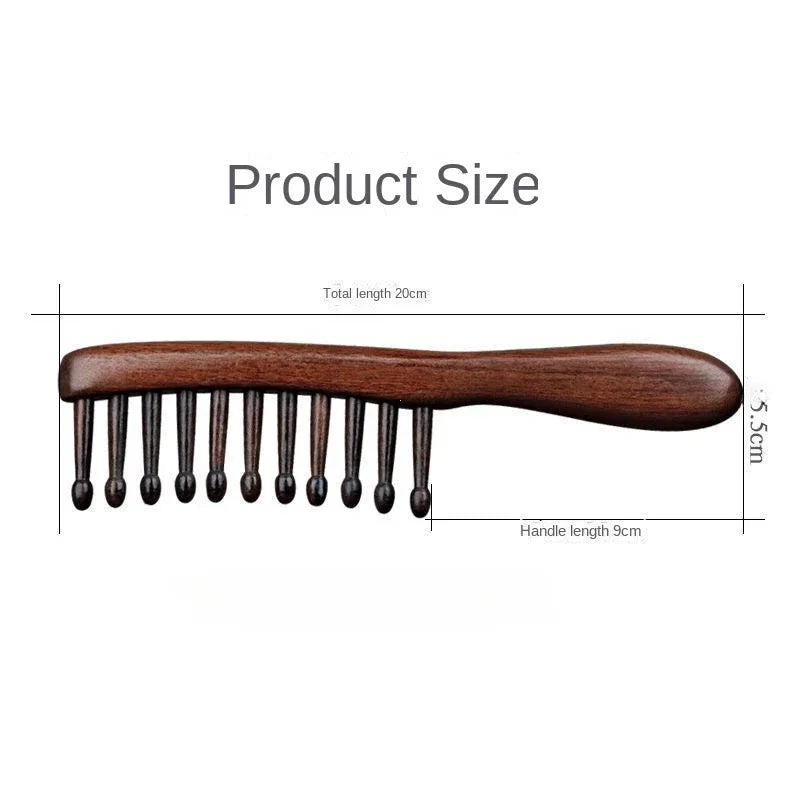 1Pc Natural Wooden Comb Meridian Massage Anti-static No-snags Wide Tooth Comb For Women Girl Straight Curly Hair