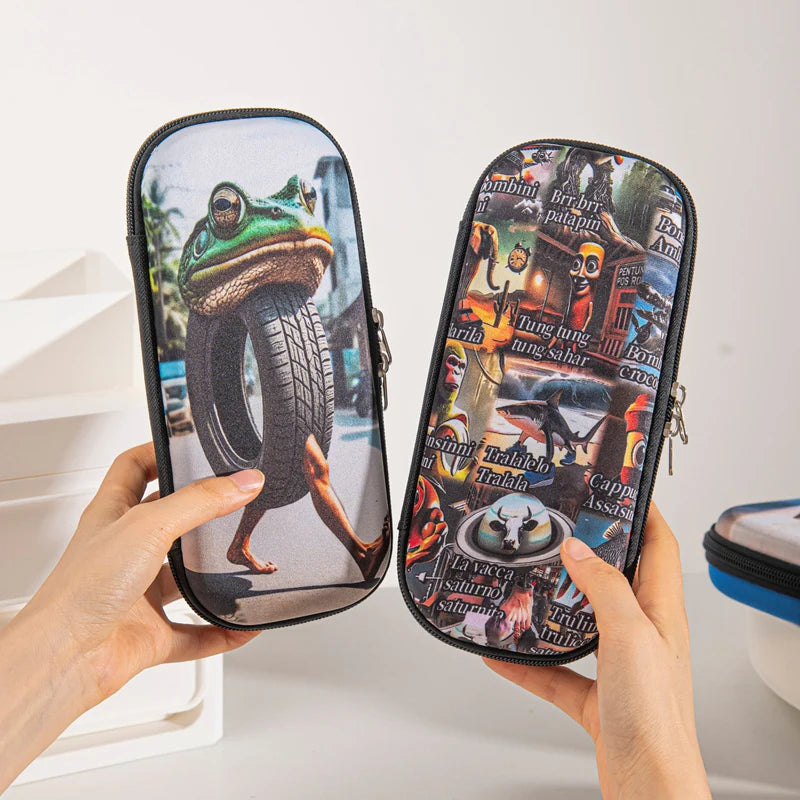 Italian Brainrot Pencil Case Tungtungtung Sahur Pencil Pouch Abstract AI Stationery Bag Back to School Pen Bags Pencil Pouch