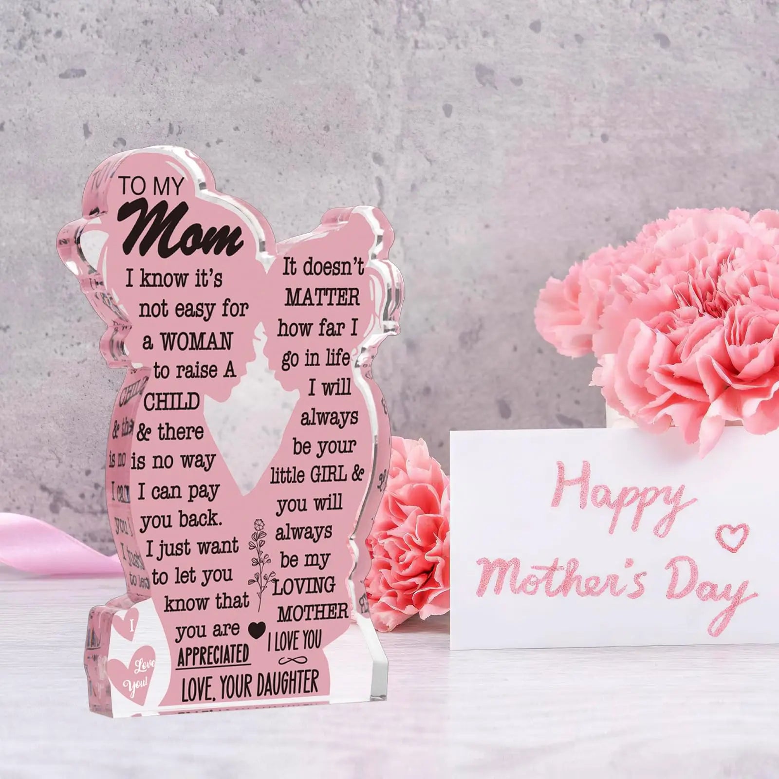 2025 Mother's Day Gift Acrylic Plaque Sign Mom Gifts Mothers Day Gifts from Daughter Mom Birthday  I Love Mom Best Mom Ever Gift