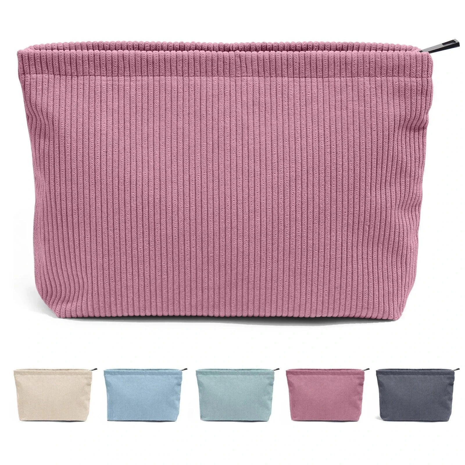 Corduroy Travel Cosmetic Bag Portable Makeup Storage Bag Purses Women Large Capacity Zipper Make Up Organizer Storage Clutch