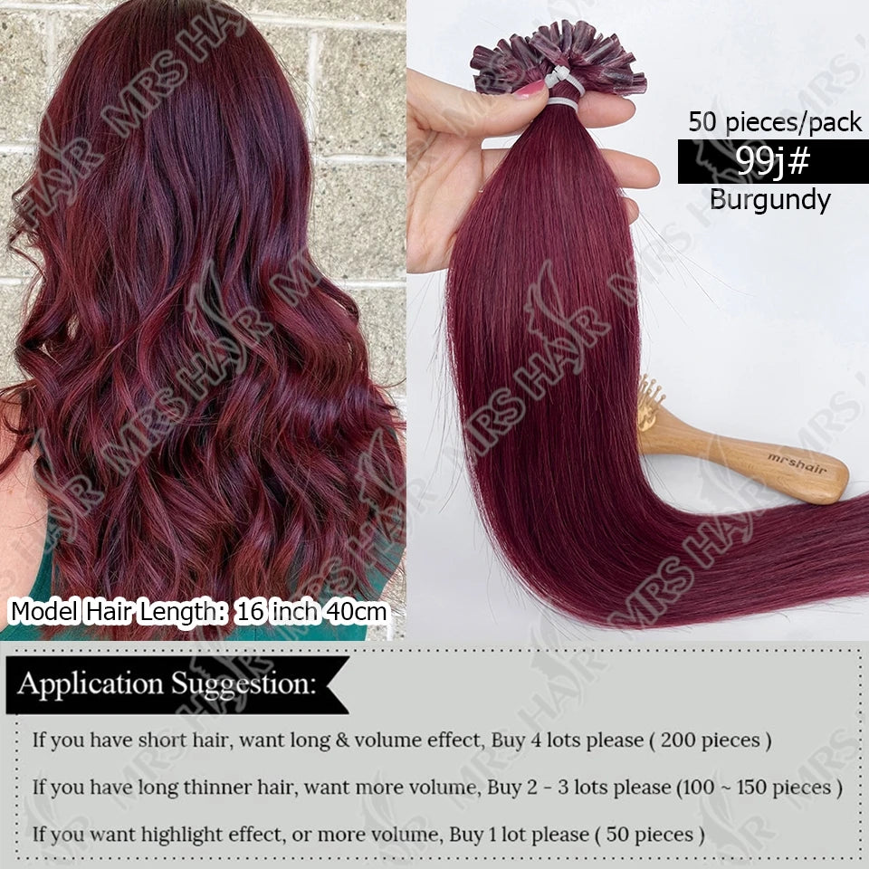 U Tip Fusion Hair Extensions Blonde Natural Real Human Hair Extensions 1.5cm Keratin Hair Capsules 50pcs 30g 40g 50g 12-24inch