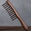 1Pc Natural Wooden Comb Meridian Massage Anti-static No-snags Wide Tooth Comb For Women Girl Straight Curly Hair