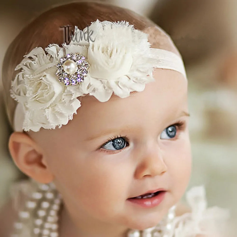Baby Headband Girl Newborn Kids Children Flower Pearl Floral Rubber Bands Hair Accessory Christmas Gift Turban Bow Photography