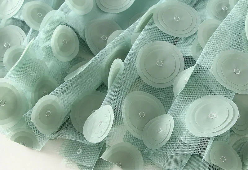 Autumn Winter 3D Circular Applique Mesh Long Skirts 2024 Korean Fashion Hepburn Style High Waist A-LINE Skirt