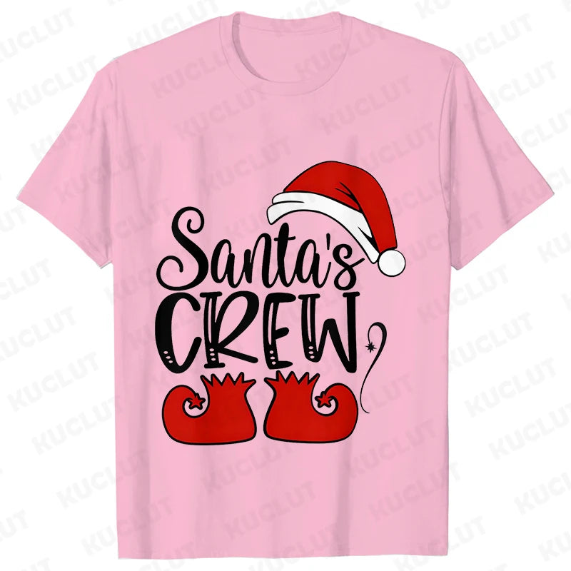 Santa's Crew Shirt Christmas T-shirts Santa Crew Family Outfit Cute Family Christmas Tee Shirts Family Party Tshirts Tops