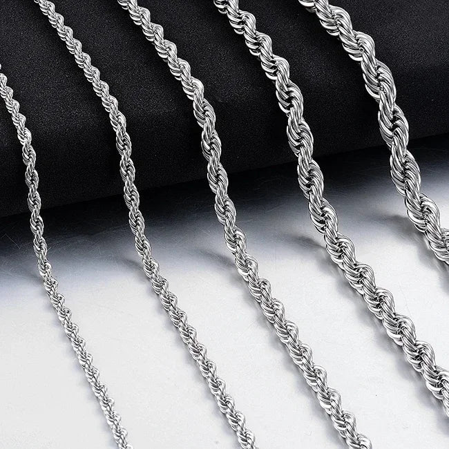 High Quality 2/3/4/5MM Classic Twisted Rope Chain Stainless Steel Necklace No Fade Fashion Jewelry Accessories For Men Women