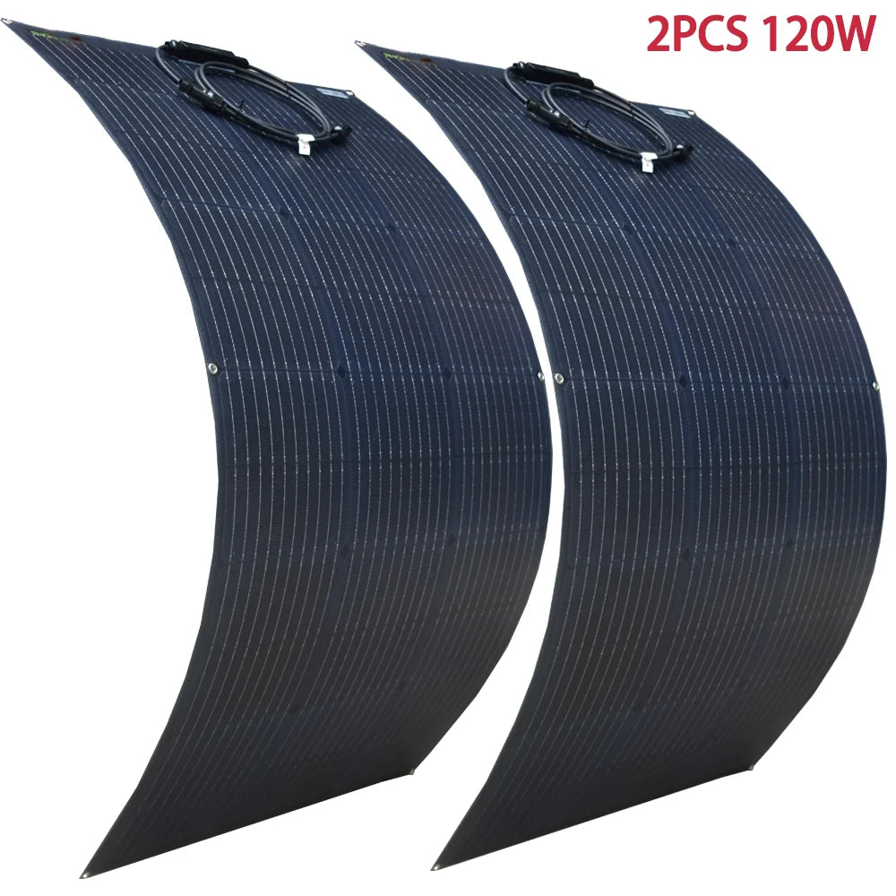 Solar Panel 110W 120W 220W 240W 18V With 9PCS By-Pass Diode ETFE Flexible Solar Cell 12v Battery Charger  For Camping RV Boat