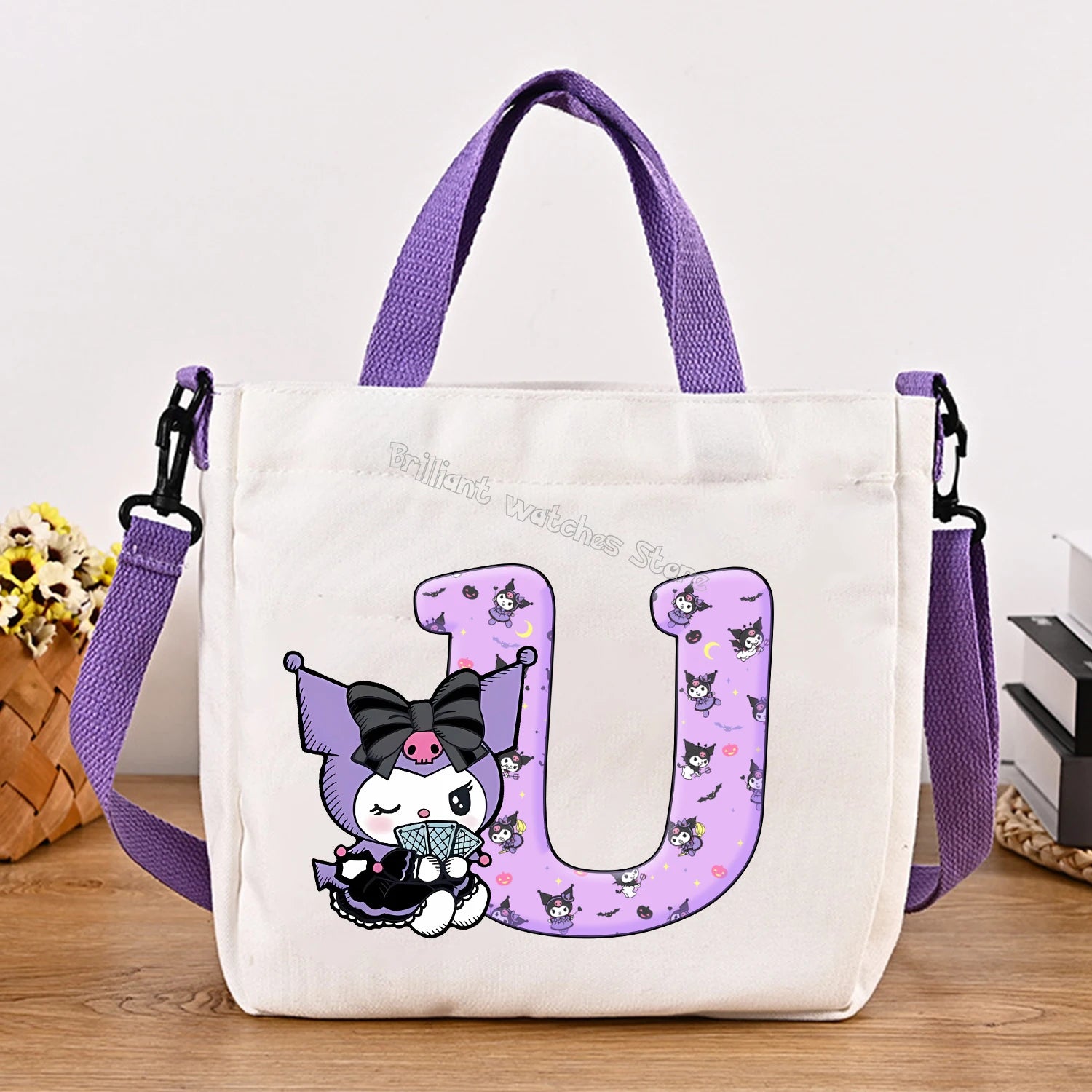 Kuromi Woman Shoulder Bag Cute Cartoon Handbag New Girls Large Capacity Crossbody Bag Fashion Portable Canvas Storage Bags Gift