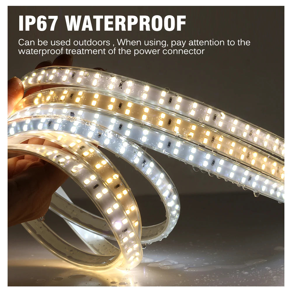 220V LED Strip 2835 High Safety High Brightness 180LEDs/m3000K 4000K 6000K Flexible LED Light Outdoor Waterproof LED Strip Light