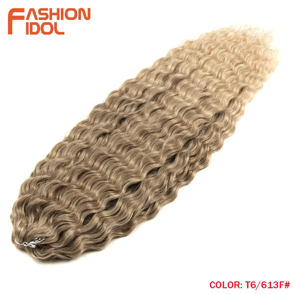 FASHION IDOL Ariel Twist Crochet Hair Synthetic 22 Inch 300g 3 Bundles Water Wave Hair Extensions Ombre Blonde Braid Curly Hair