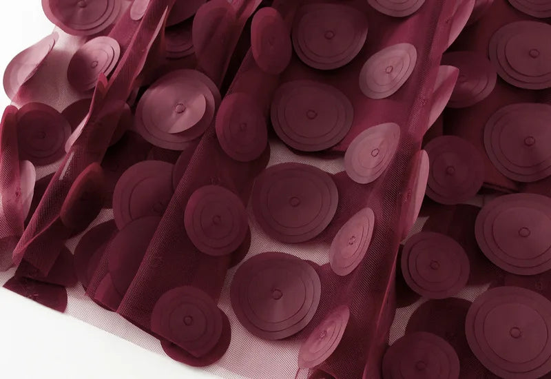 Autumn Winter 3D Circular Applique Mesh Long Skirts 2024 Korean Fashion Hepburn Style High Waist A-LINE Skirt