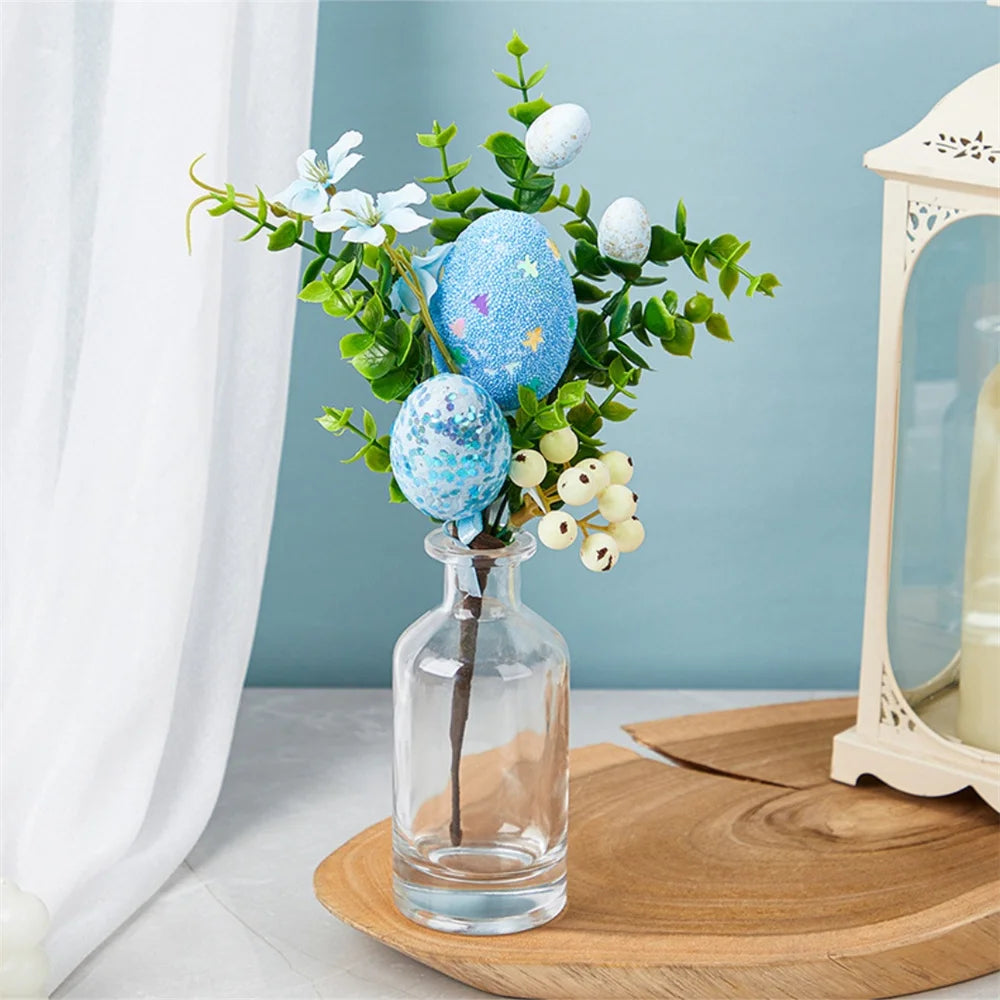 Easter Eggs Branch DIY Tree Artificial Flower Arrangements Bouquets Desktop Decoration Home Office Garden Easter Party Decor