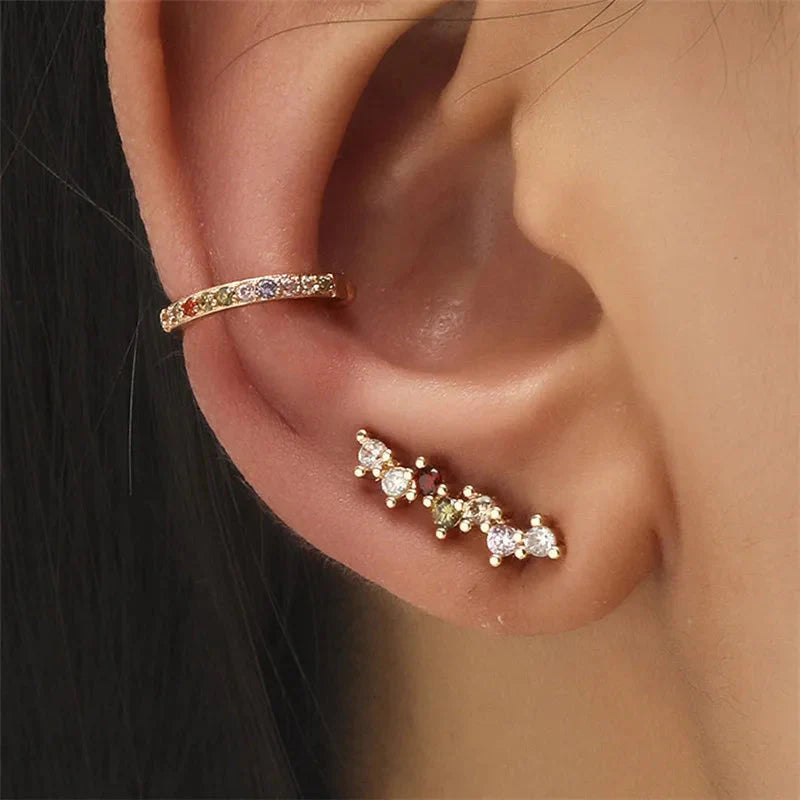 VAGZEB Bohemian NO Piercing Crystal Rhinestone Ear Cuff Wrap Stud Clip Earrings For Women Girl Trendy Earrings Jewelry Bijoux-17