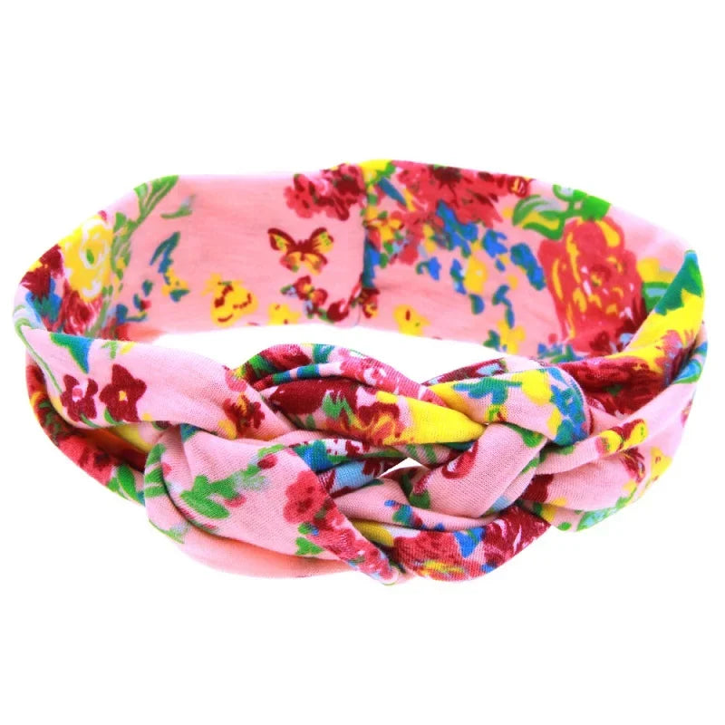 Fashion Baby Top Knot Headbands Kids Headwrap Cotton Flower Cross Elastic Girls Turban Tie Headwear Hair Band Accessories Gifts