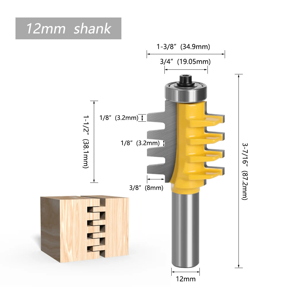 LA VIE 6mm 1/4" 8mm 12mm 1/2" Shank Finger Joint Glue Router Bit Milling Cutter Mortaise Tenon Knife Cone Woodwork Cutters Tools