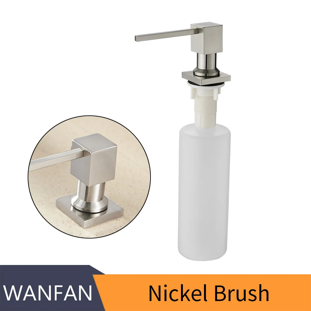 Deck Mounted Kitchen 400ml Soap Dispensers Stainless Steel Pump Chrome Finished for Kitchen Built in Counter top Dispenser 2309