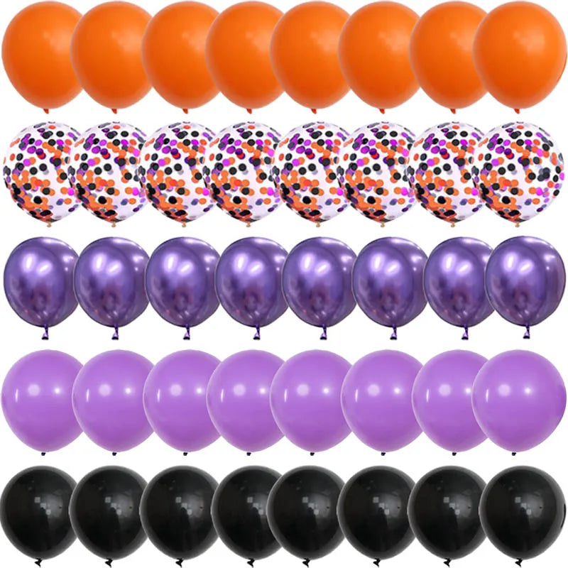 Halloween Decoration Black Orange Purple Balloon Bat Helium Ballon Confetti Metal Latex Globos Birthday Halloween Party Supplies