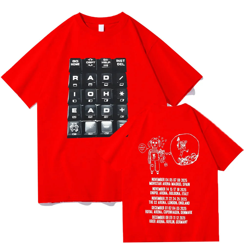 Radiohead 2025 Black Tour T-shirt Fashion Rock Band T Shirts Men Women Cotton Loose Tops Streetwear Summer Short Sleeve Clothes