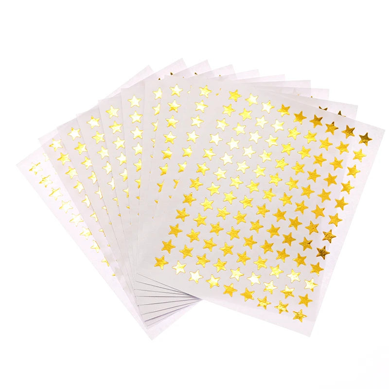 10 Sheets/Pack Gold-Plated Award Glitter Stickers Mother Teacher Praise Label Award Five-Pointed Star Love Sticker