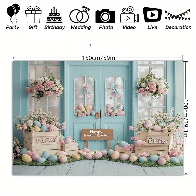 Easter themed polyester background flags for parties, photography studio indoor and outdoor festive decoration flags
