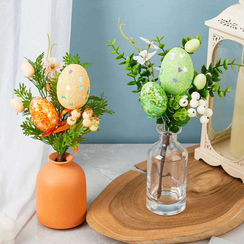 Easter Eggs Branch DIY Tree Artificial Flower Arrangements Bouquets Desktop Decoration Home Office Garden Easter Party Decor
