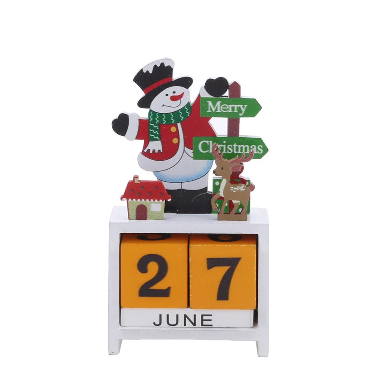 2024 New Year Countdown Calendar Elk Snowman DIY Wooden Ornaments Navidad Christmas Decoration Christmas Gift Kids Natal Noel