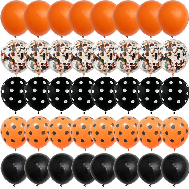 Halloween Decoration Black Orange Purple Balloon Bat Helium Ballon Confetti Metal Latex Globos Birthday Halloween Party Supplies
