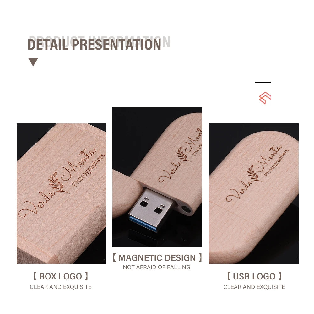 JASTER USB 3.0 High Speed LOGO Wooden Box Personal Logo Customer Pendrive 8GB 16GB 32GB 64GB USB Flash Drive Pen Drive U Disk