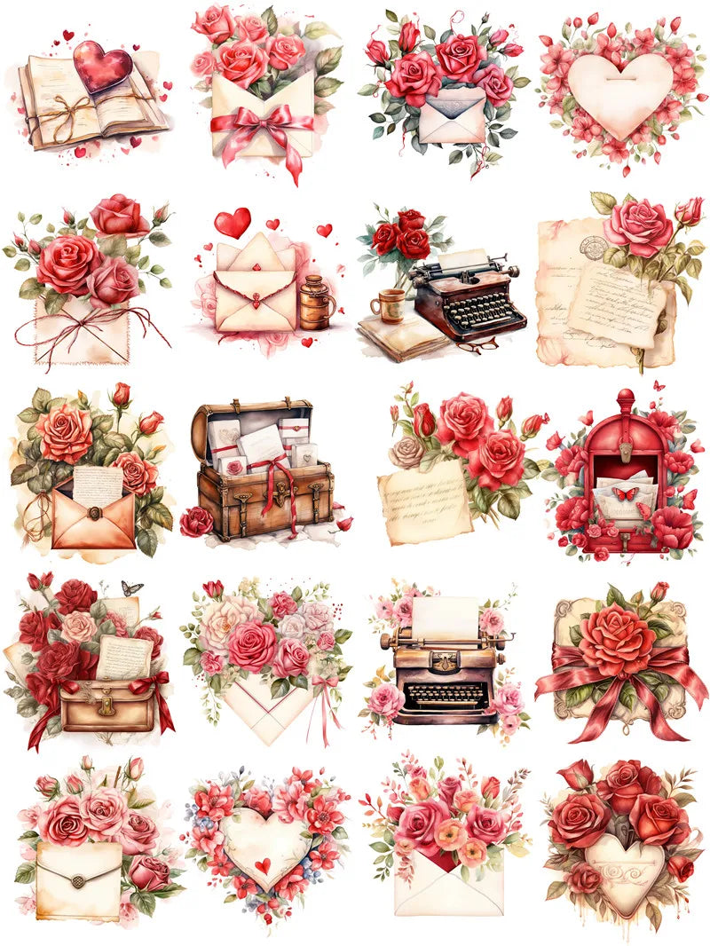 Valentine's Day envelope typewriter Stickers Crafts And Scrapbooking stickers kids toys book Decorative sticker DIY Stationery