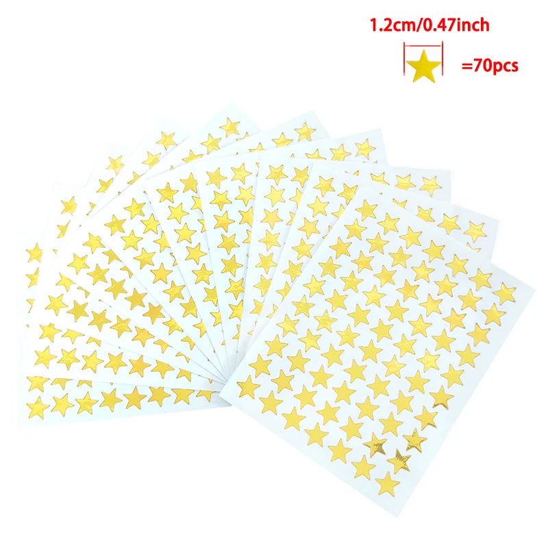 10 Sheets/Pack Gold-Plated Award Glitter Stickers Mother Teacher Praise Label Award Five-Pointed Star Love Sticker