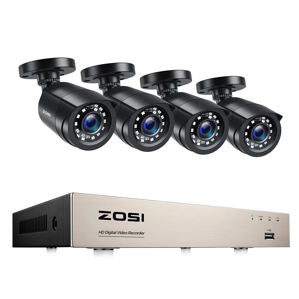 ZOSI 8CH 1080P CCTV System Outdoor 5MP Lite Video DVR with 2/4/6/8pcs 2MP Wired Security Cam Day/Night Video Surveillance System