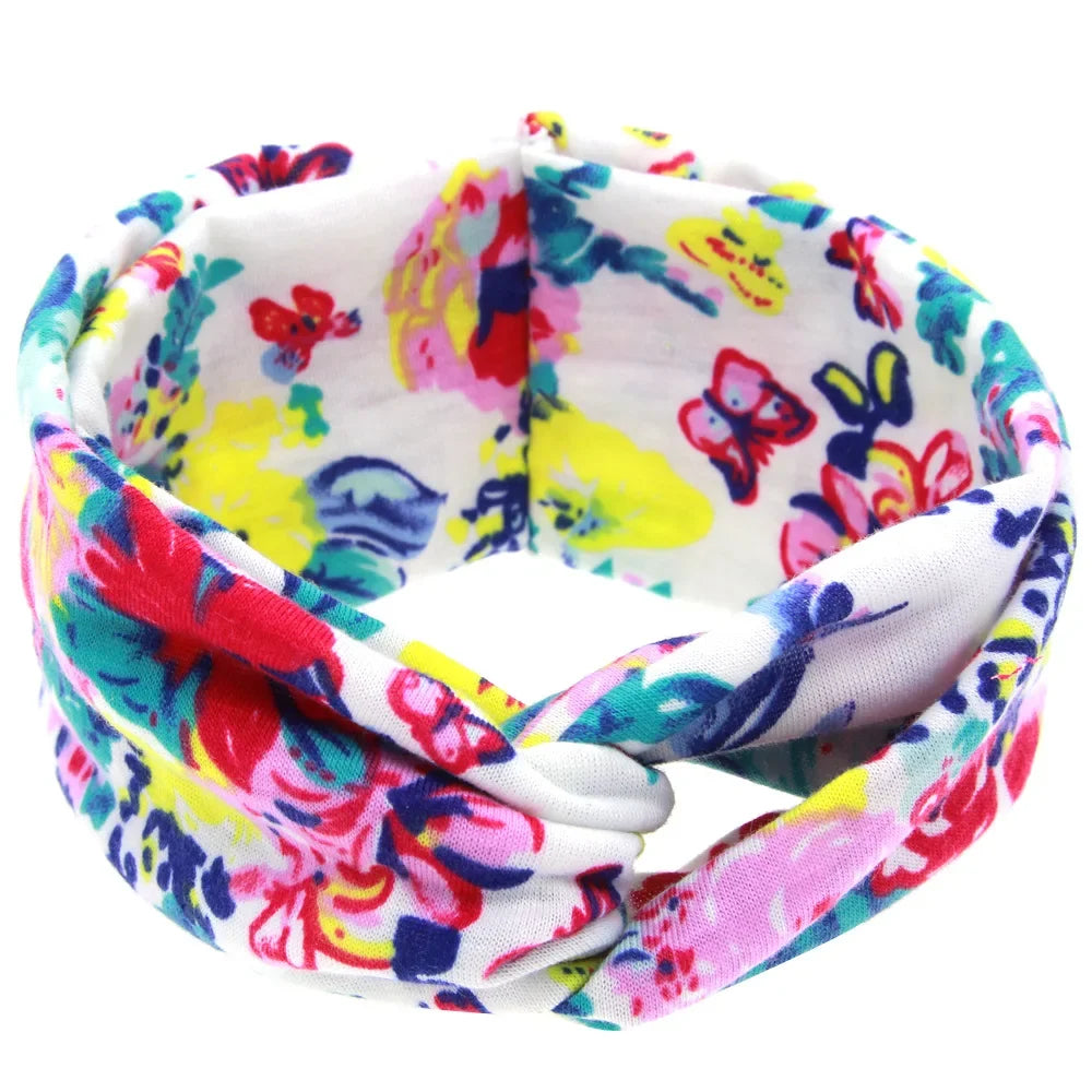 Fashion Baby Top Knot Headbands Kids Headwrap Cotton Flower Cross Elastic Girls Turban Tie Headwear Hair Band Accessories Gifts