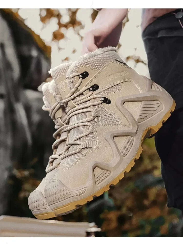 Winter Snow Men‘s Shoes Warm Fur Sneakers Training Waterproof Straps Outdoor Hiking Breathable Shoes Multifunctional Motorcycle