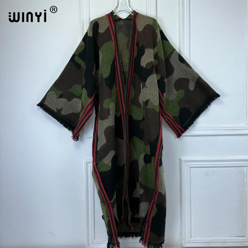 WINYI winter clothes women new Cashew print tassels Luxury Fur Loose OverCoat Thick Warm long down coat Europe cardigan jacket