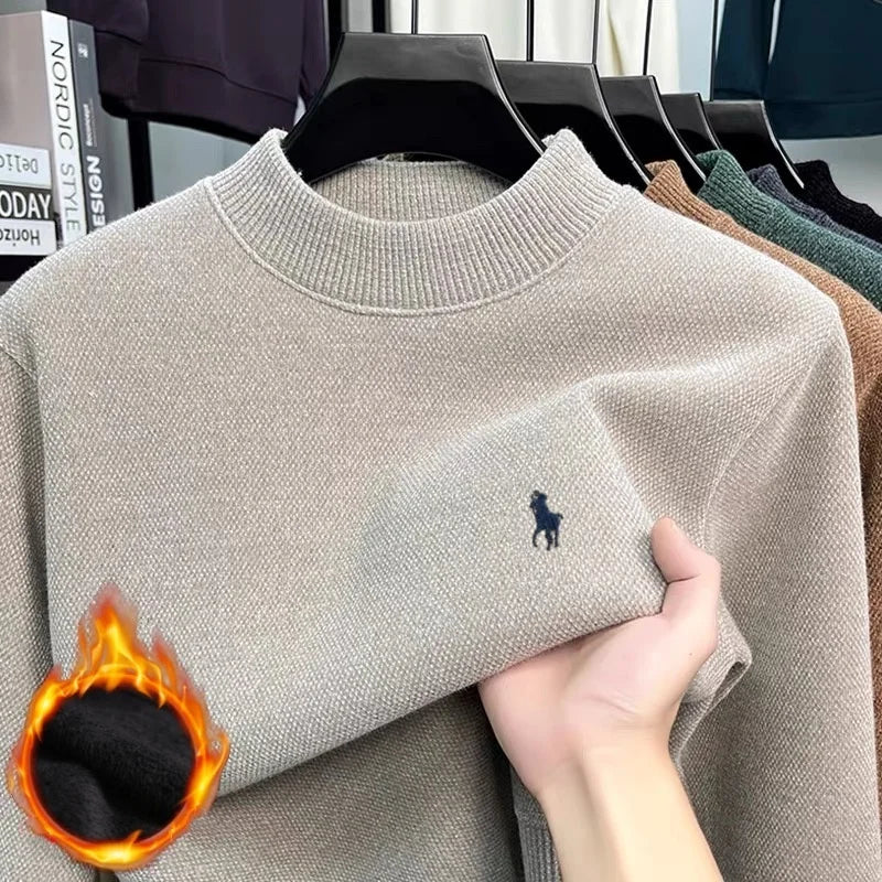 winter new collection men's sweater jacket warm wind resistance loose fit high-texture commuting fashionable embroidery pullover