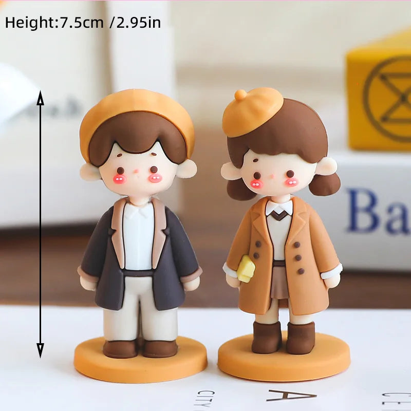Valentine's Day Casual Wear Boys Girls Cake Decoration Cartoon Personality Couple Confession Doll for Birthday Cake Toppers