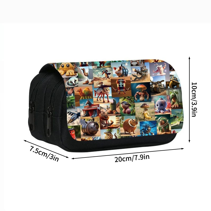 Italian Brainrot Large Capacity Pencil Case Tungtungtung Sahur Stationery Bag Back to School Pen Bag Zipper Boys Pencil Pouch