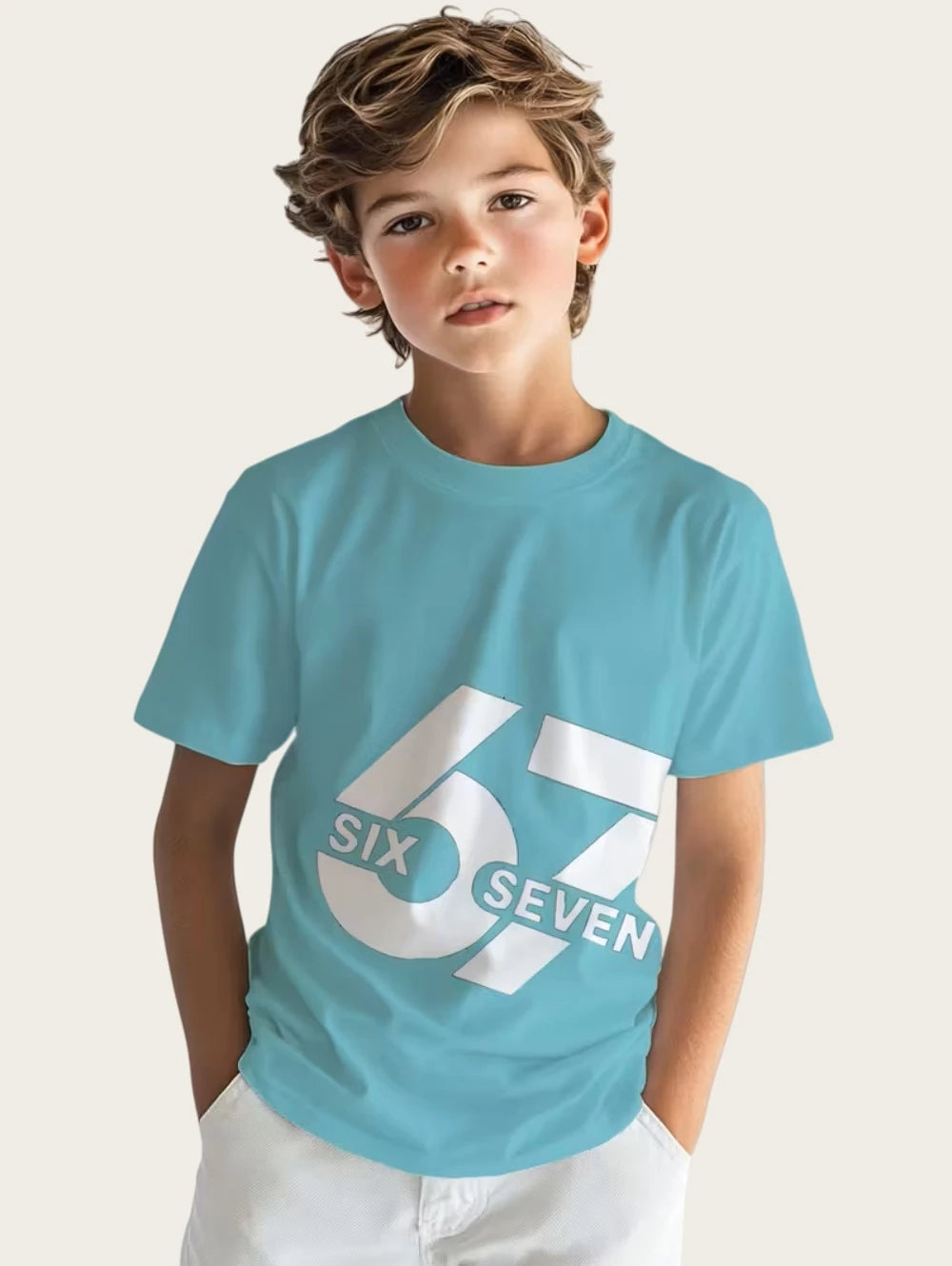 Fun Six Seven 6 7 Meme Design T-Shirt for Kids Chaotic Humor Y2k Game Saying Tee Novelty Gift Boy Top Fashion Children's Clothes