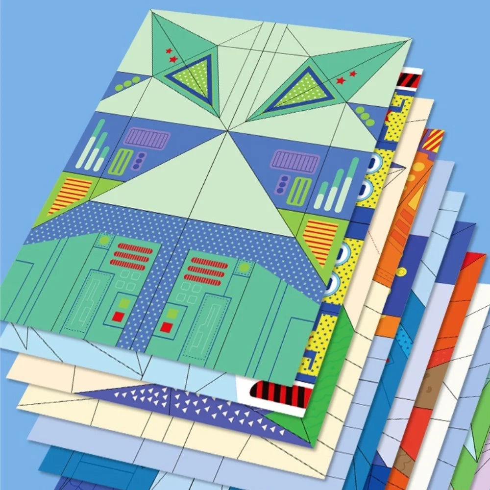 36pcs of Colored Paper - Handcrafted Creative colir Airplane Origami, 3D Origami Manual DIY, Holiday and Birthday Gifts for kids