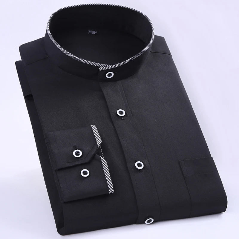 Men's Classic Long Sleeve Standard-fit Dress Shirts Formal Business Social Simple Basic Design White Work Office Casual Shirt