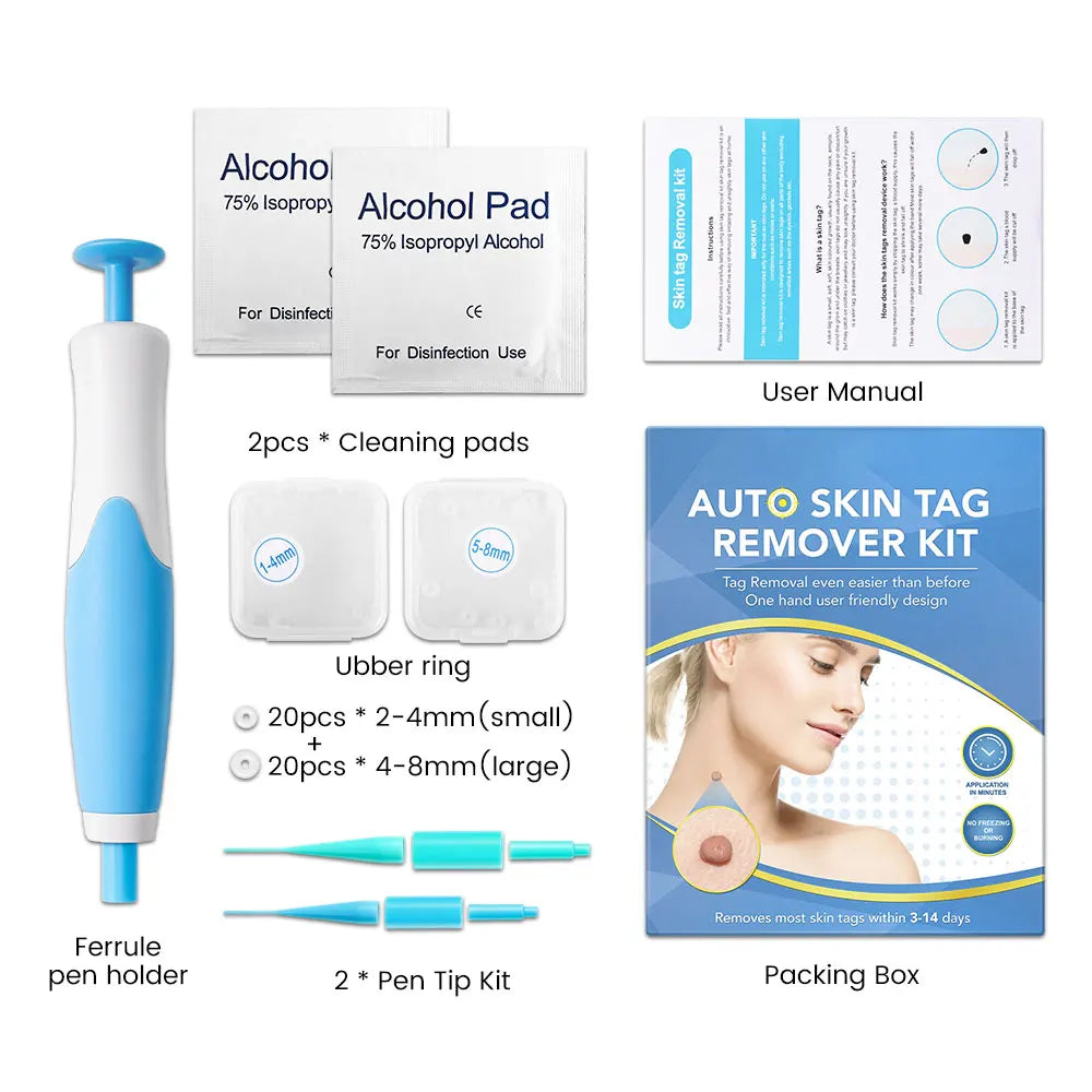 2 in 1 Skin Tag Remover Kit Mole Wart Remover Mahcine  Auto Micro Skin Tag Treatment Removal Tool Facial Beauty Care Device