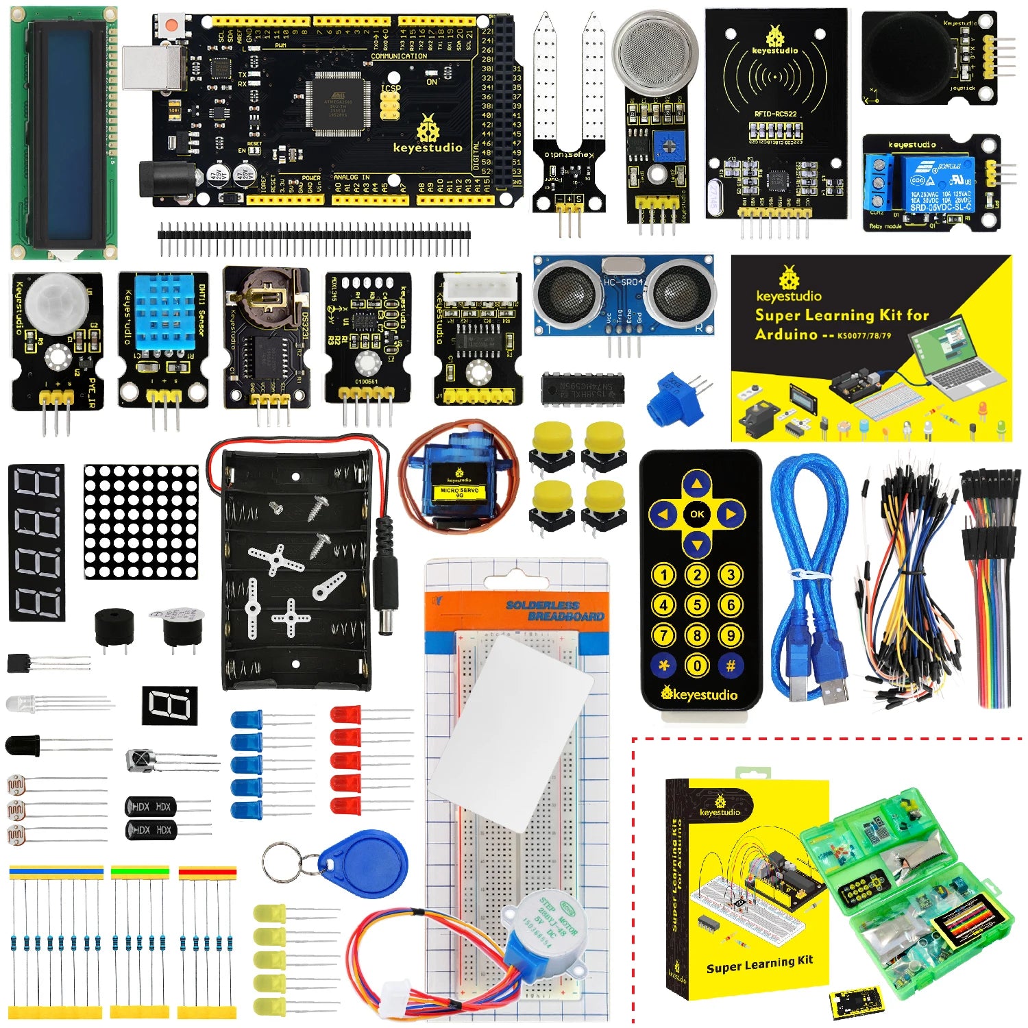 Updated Version Keyestudio Super Starter Kit For Mega 2560R3 For UNOR3 Board Compatible With Arduino Starter Kit +Tutorial